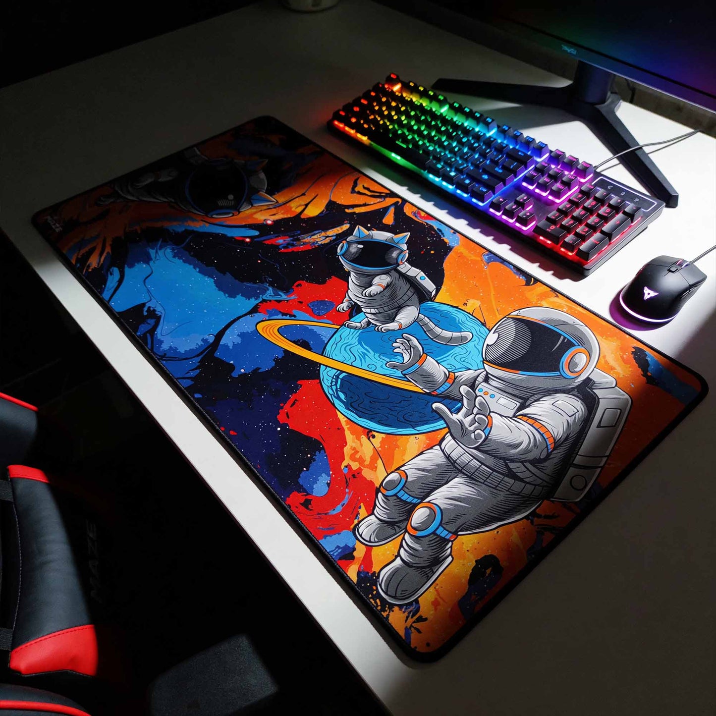 MAZE Astro Orange Gaming Desk Mat Doha