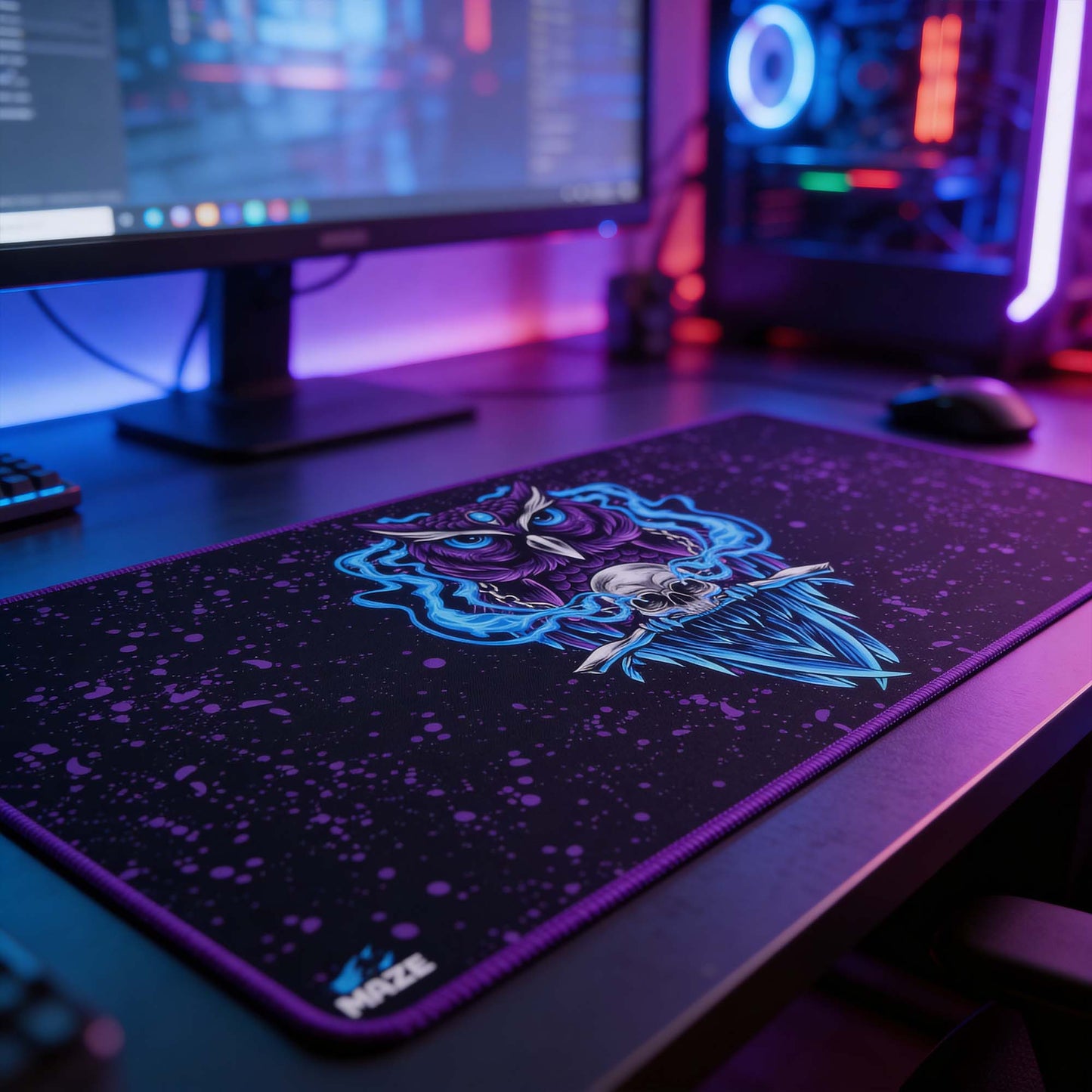 MAZE Ultraglide 2 – OWL-B  Owl 2XL Extended Gamers Desk Mat | Qatar
