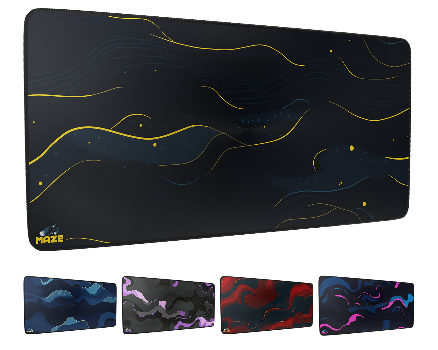 MAZE Gold Waves Extended Gaming Desk Mat