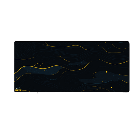 MAZE Light Series – Gold Waves 2XL Extended Gaming Desk Mat
