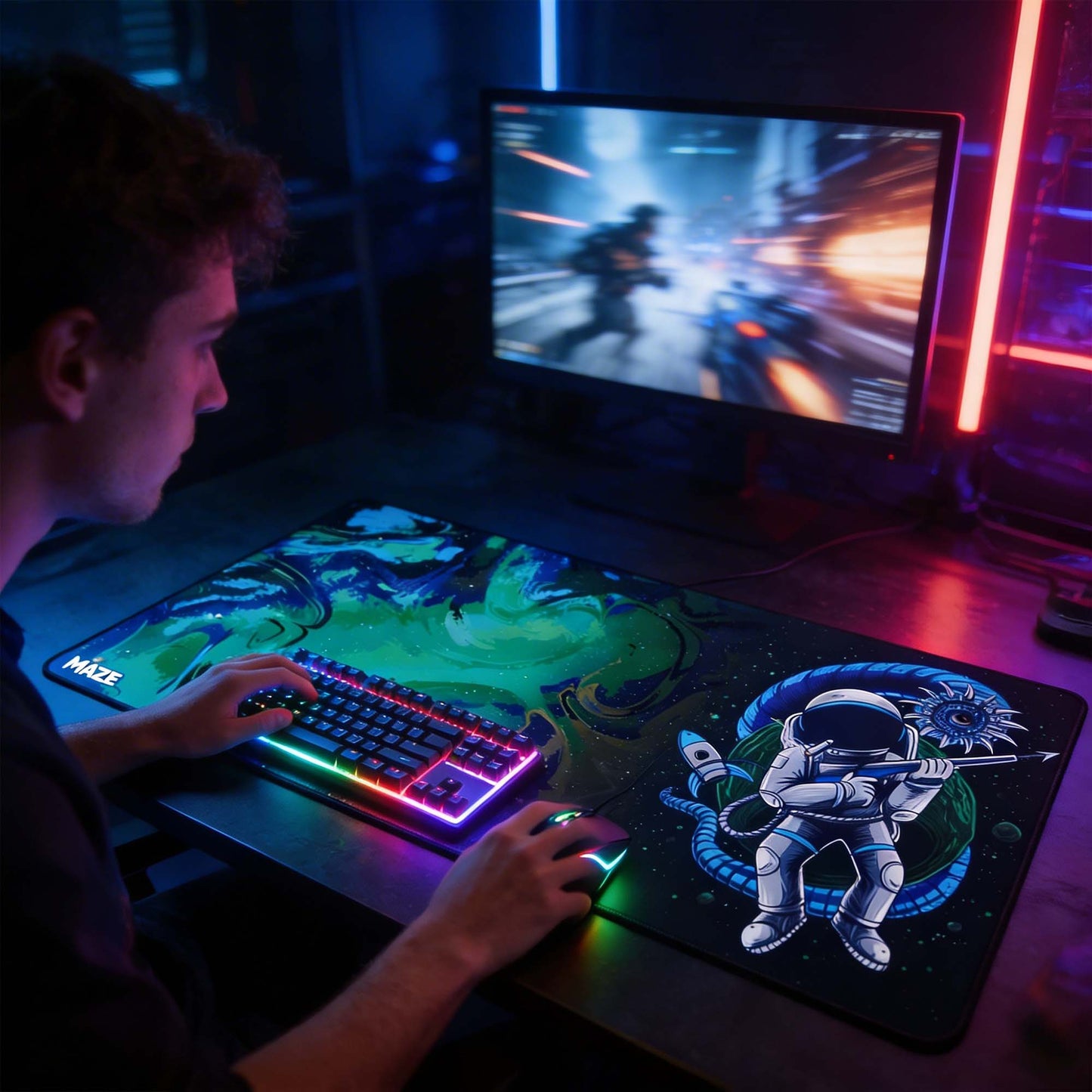 MAZE Ultraglide 2 | Astro CGR-GB 2XL Extended Gamers Desk Mat - Qatar