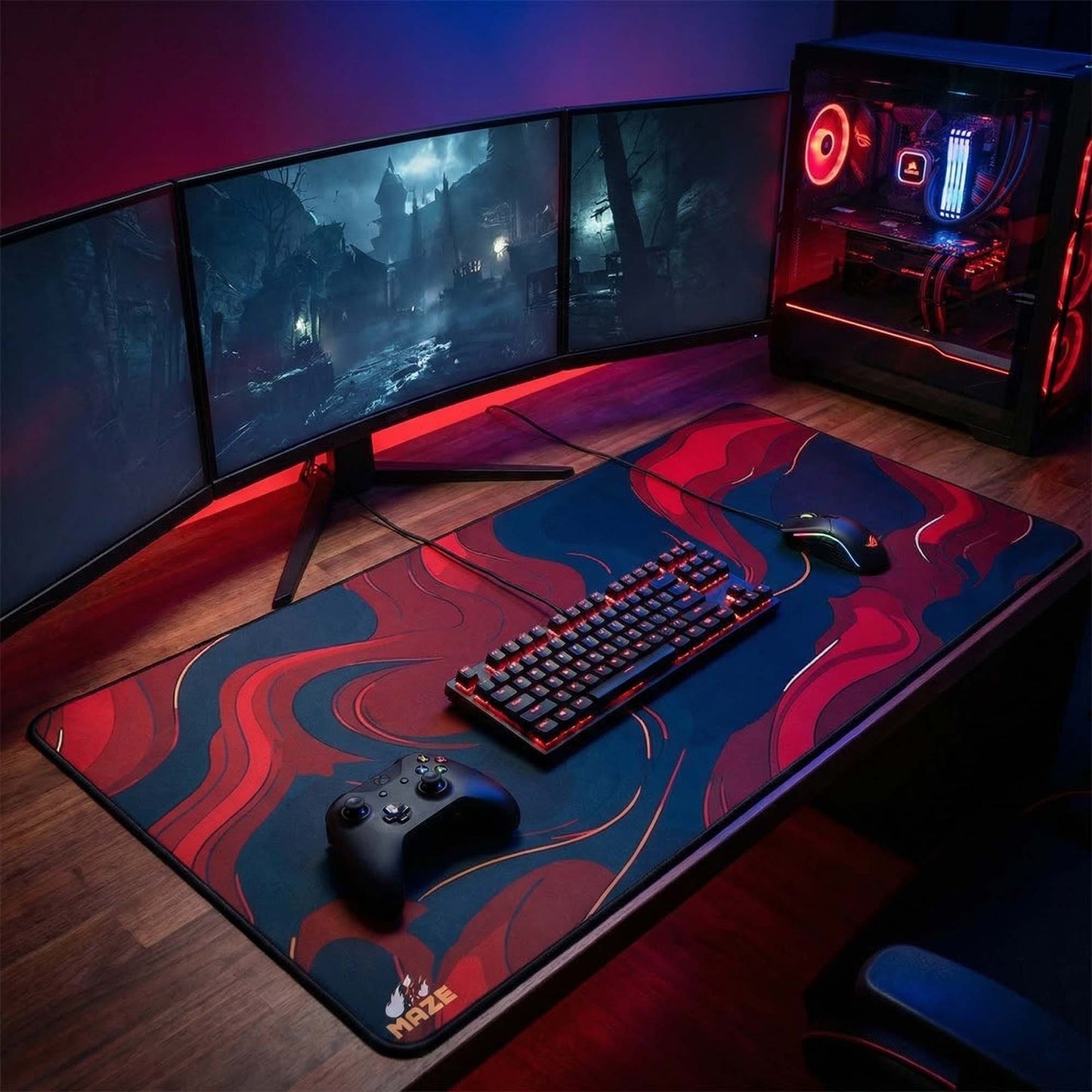 MAZE Light Series – Aether Red 2XL Extended Gaming Mouse Pad