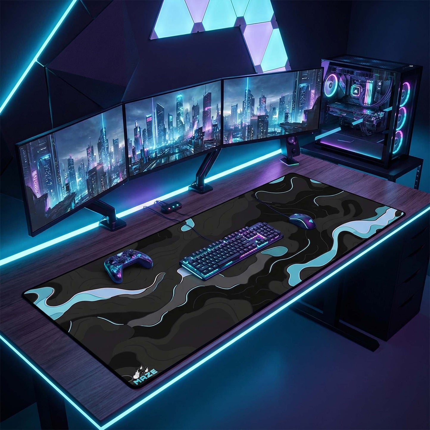 MAZE Light serie – Armatic BB 2XL Extended Gaming Desk Mat