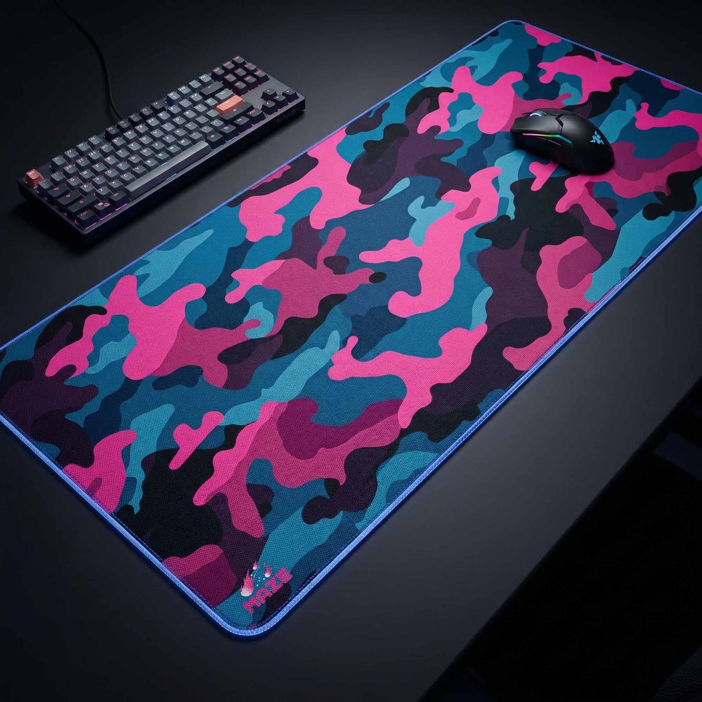 MAZE Light Series – Magenta PCB 2XL Extended Gaming Desk Mat
