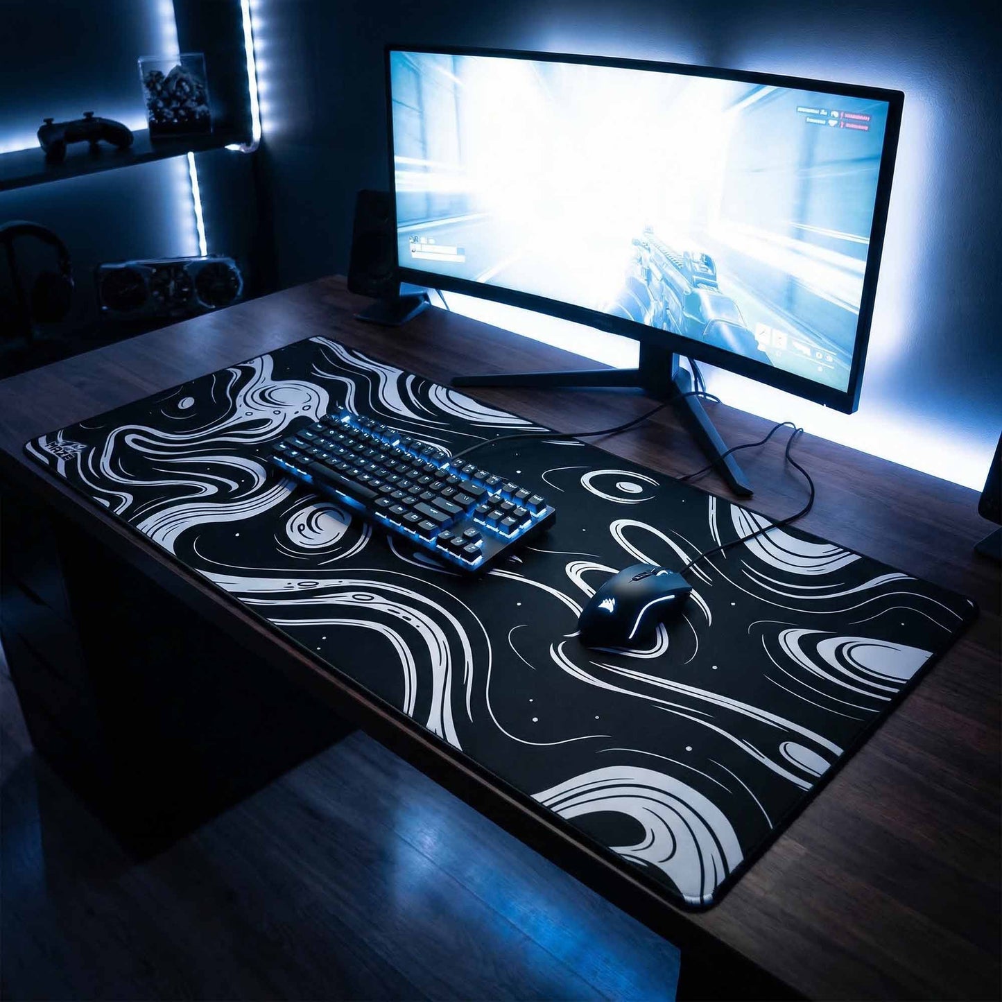 MAZE Light Series Monochrome Gaming Mouse Pad – 2XL Extended Desk Mat