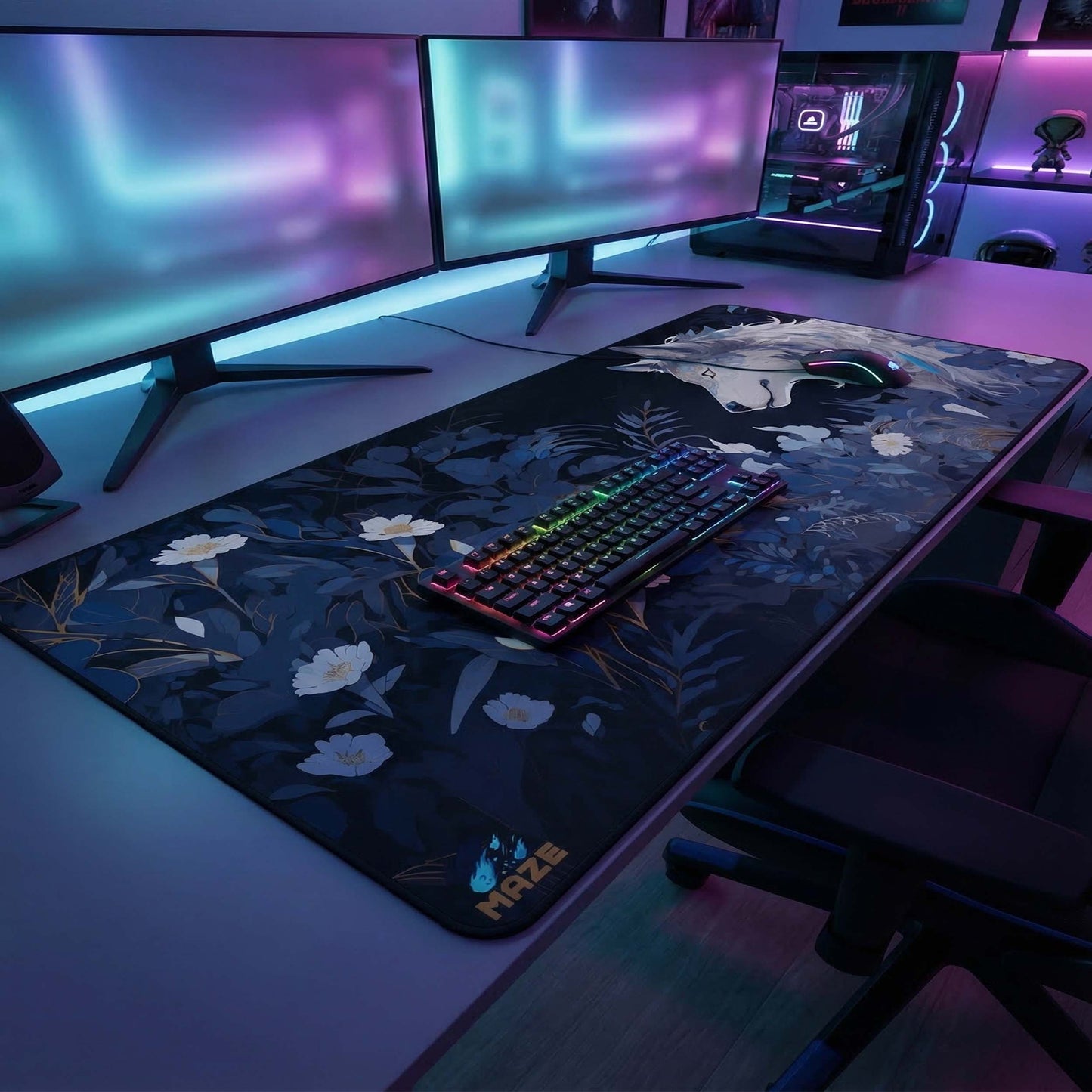 MAZE Winter Wolf B Extended Gaming Desk Mat