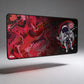 Laptop skin with abstract design and astronaut graphic on a gray background