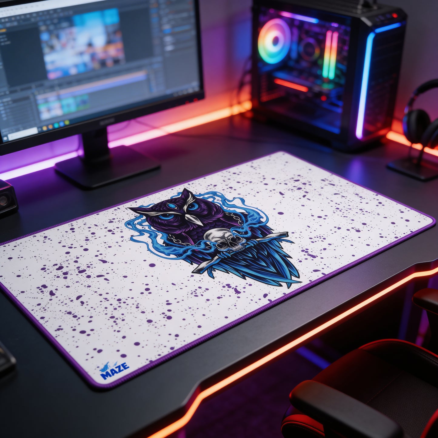 MAZE UltraGlide OWL-W 3XL WaterProof Gaming Mouse Pad