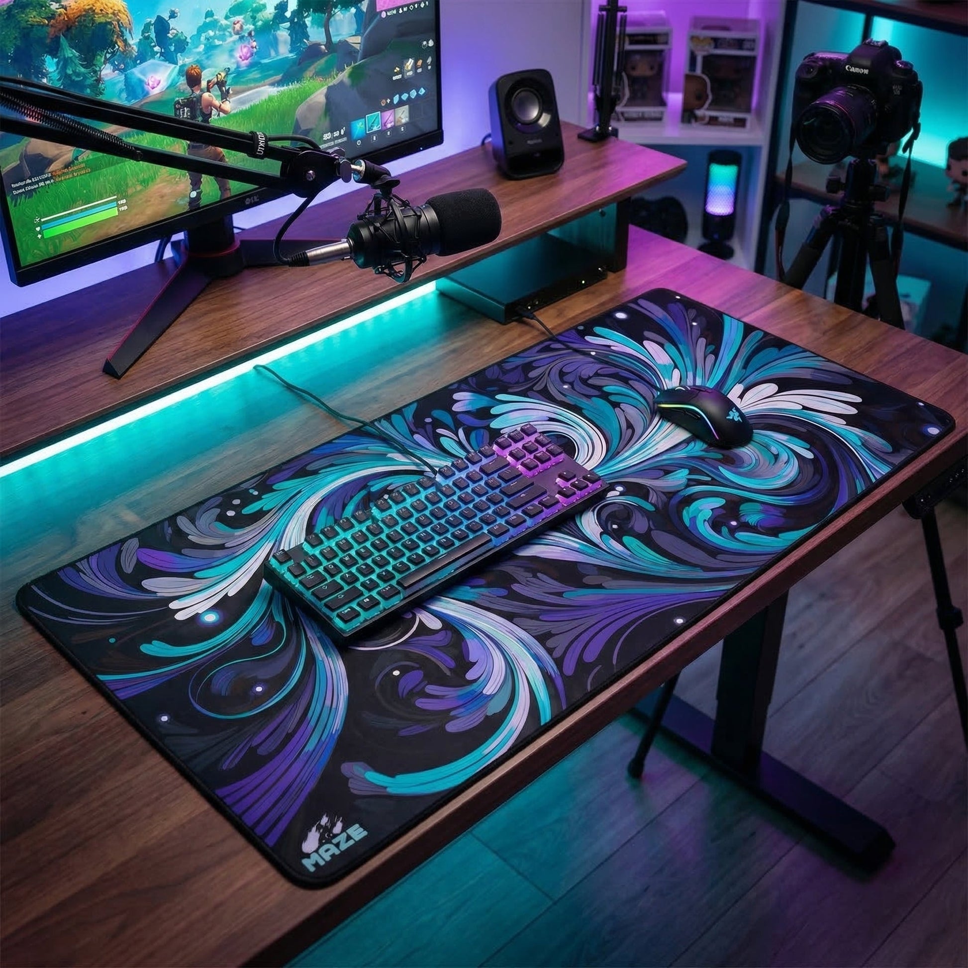 MAZE Spirals B Extended Gaming Desk Mat